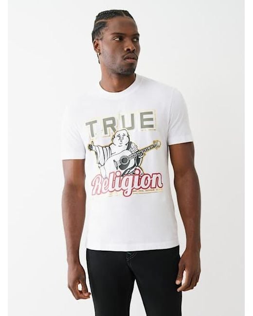 True Religion White Metallic True Buddha T-shirt for men