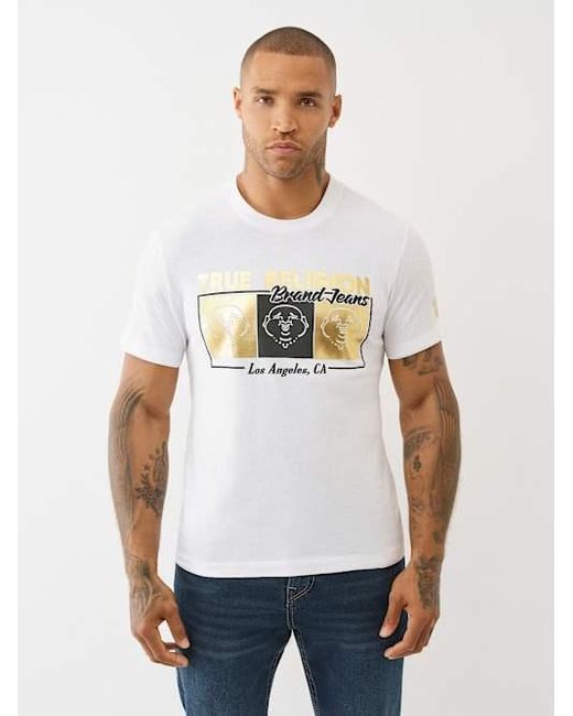 True Religion Gray Triple Buddha Box T-shirt for men