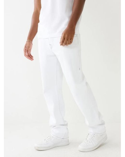 True Religion White Ricky Single Needle Straight Jean for men