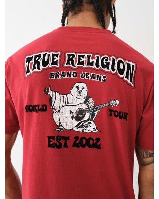 True Religion White Flocked Vintage Logo Tee for men