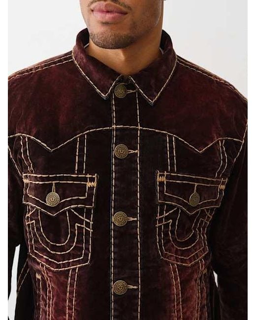 TRUE RELIGION Oversized Super T Velvet Jacket in Black for Men | Lyst
