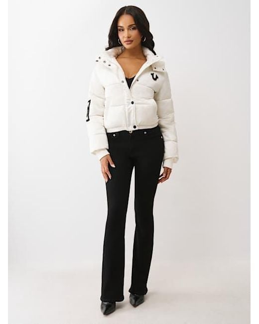 True Religion White Patched Puffer Jacket