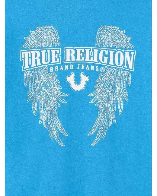 True Religion Blue Girls Crystal Angel Wings Tee