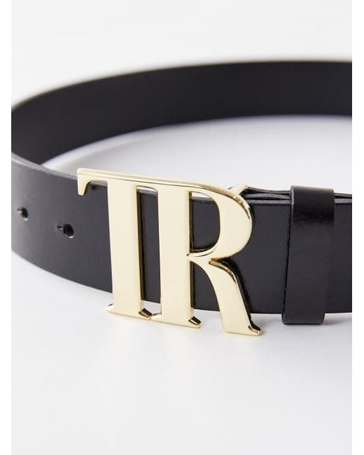 True Religion Black Tr Gold Buckle Belt