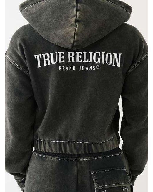 True Religion Black Vintage Wash Fleece Zip Hoodie