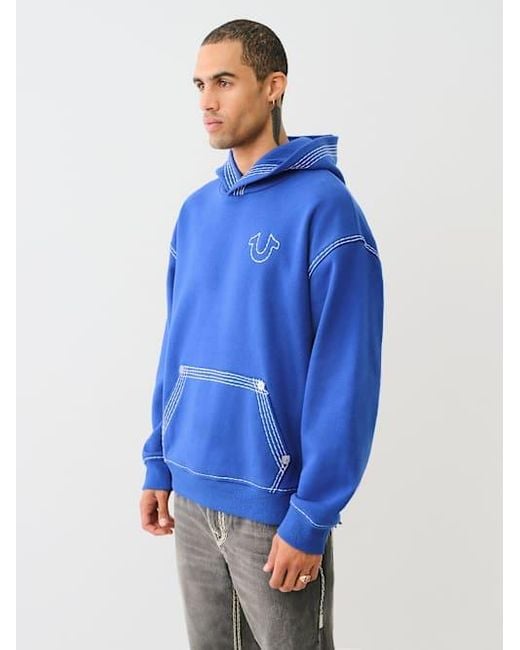 True Religion Super Qt Buddha Hoodie in Blue | Lyst