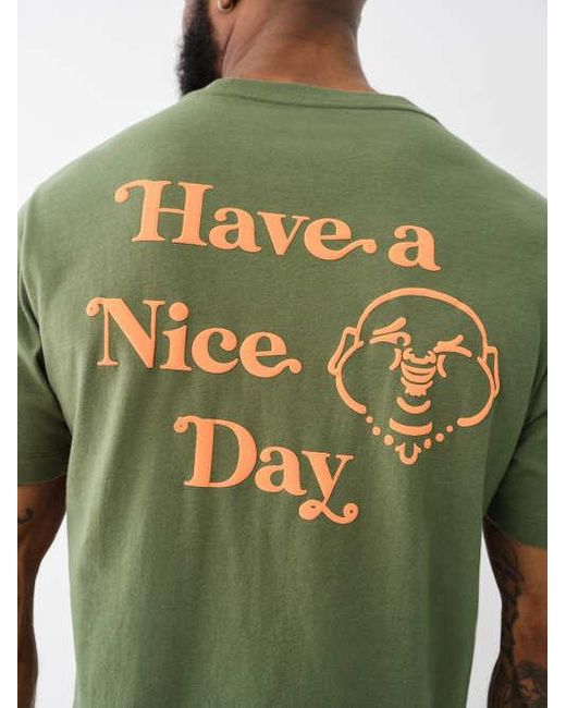 True Religion Red Have A Nice Day Puff Print Tee for men