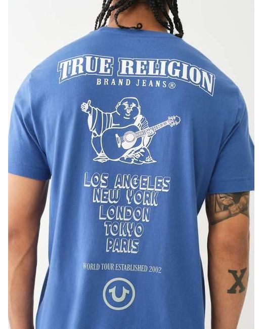True Religion Blue Ombre Logo Crew Tee for men