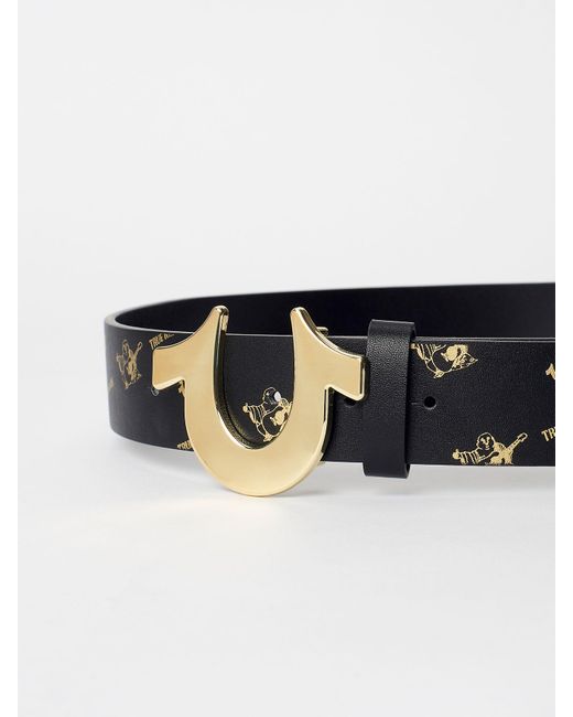 TRUE RELIGION Horseshoe Buckle Belt in Natural | Lyst