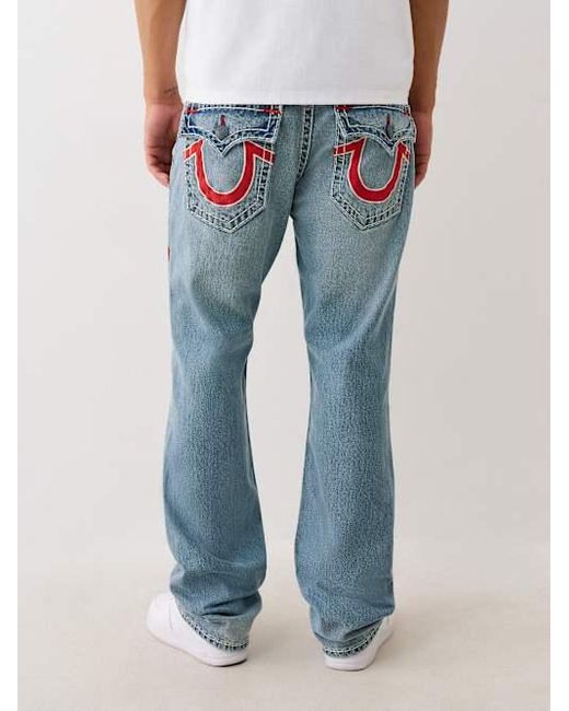 True Religion Blue Ricky Mesh Super T Flap Straight Jean for men