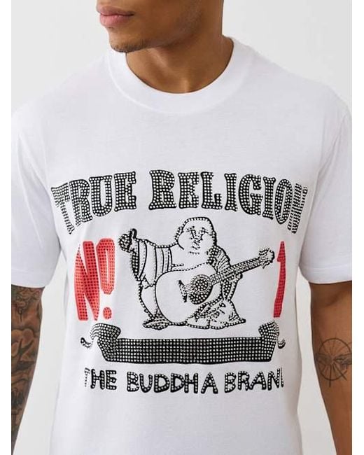 True Religion White Crystal World Tour Logo T-shirt for men