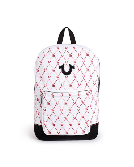 True Religion White Monogram Backpack for men