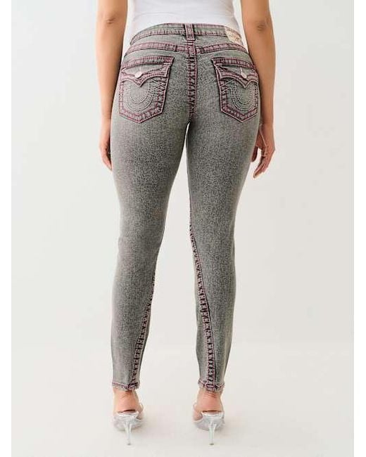 True Religion Gray Jennie Twisted Inseam Big T Curvy Skinny Jean