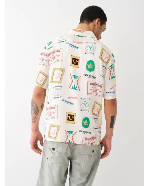 True Religion Multicolor Resort Print Camp Collar Shirt for men
