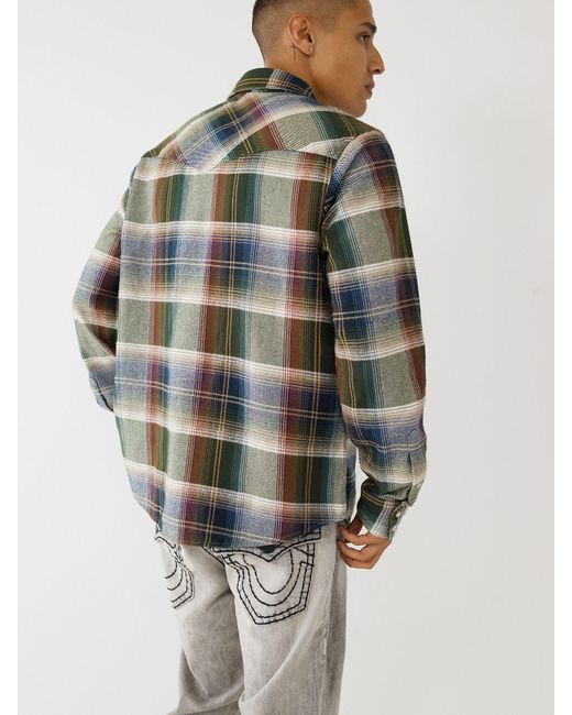 true religion plaid flannel shirt