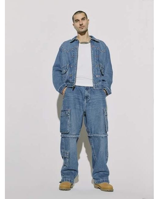 True Religion Blue Convertible Big T Zip Cargo Jean