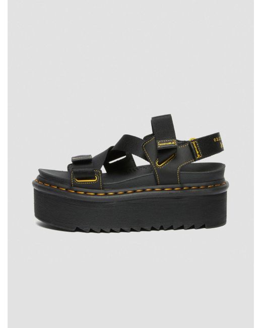 Dr. Martens Sandalo Platform Kimber Webbing Hydro Leather Nero in Black |  Lyst