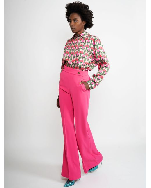 Peter Do Synthetic High-rise Pleated Flared Pants in Pink Womens Clothing Trousers Slacks and Chinos Wide-leg and palazzo trousers 