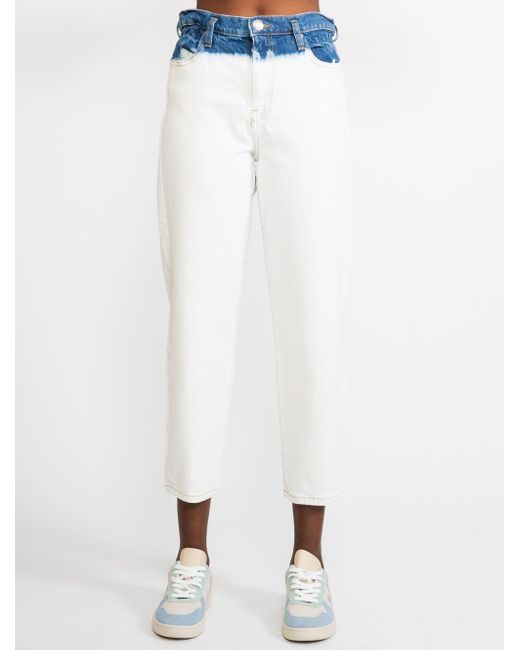 Pinko Denim Jeans Tye Die Mom Fit Bianco in White - Lyst