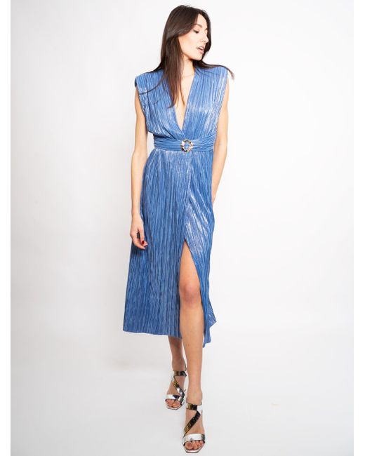 Sabina Musayev Synthetic Blue Pleated Knit Dress - Lyst