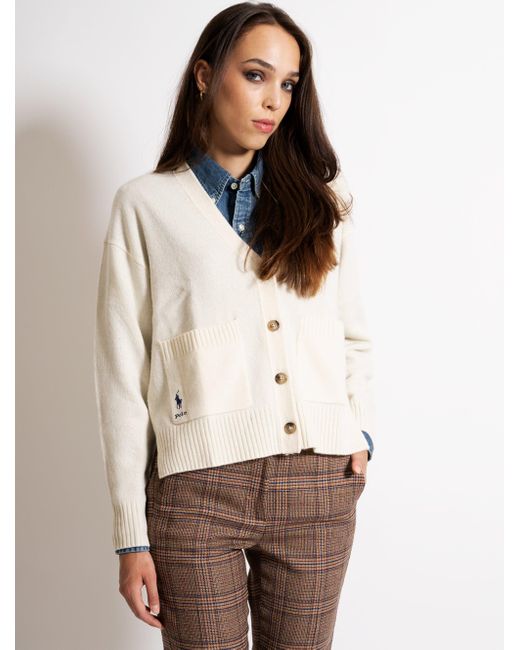 ralph lauren cream v neck jumper