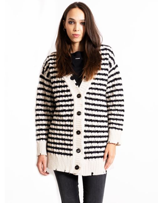 Pinko Wool Striped Cardigan White Lyst