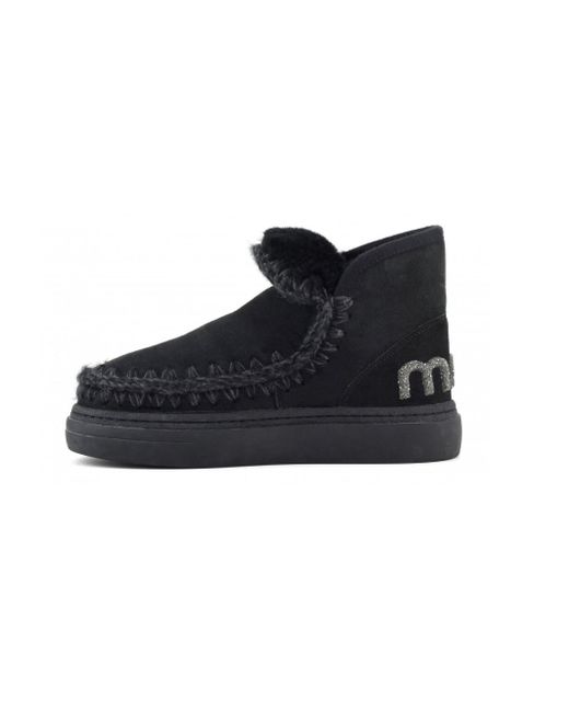 Mou Leather Sheepskin Ankle Boot Sneakers Bold Glitter Black Lyst