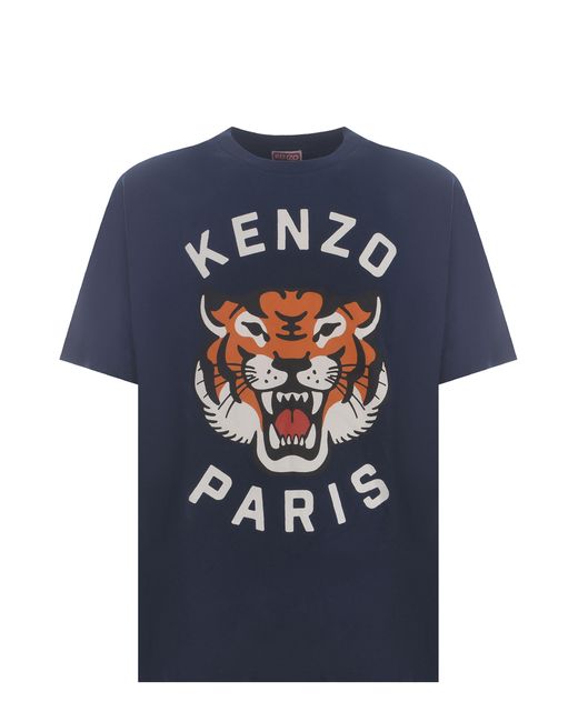 T-shirt "Lucky Tiger" di KENZO in Blue da Uomo