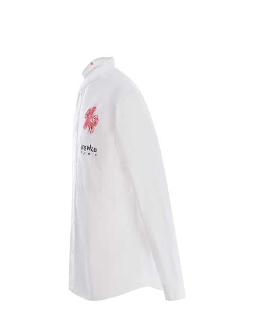 Camicia "Drawn Varsity" di KENZO in White da Uomo