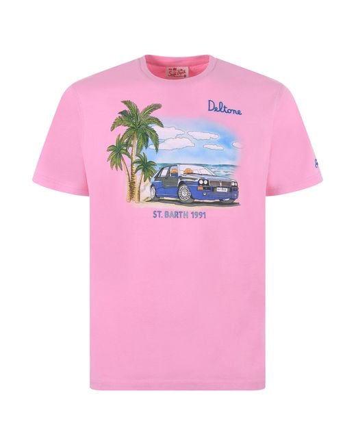 T-shirt MC2 Sainth Barth "Lancia Palm" di Mc2 Saint Barth in Pink da Uomo