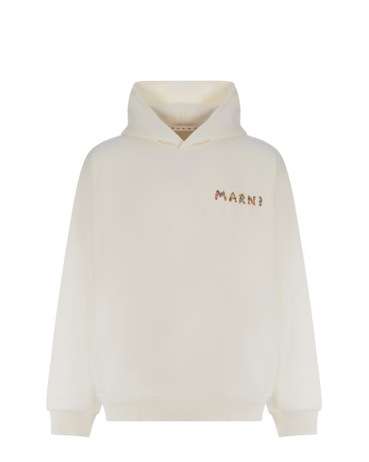 Felpa hoodie di Marni in White da Uomo