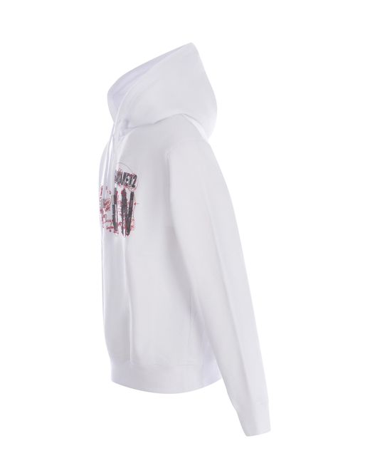 Felpa hoodie 2 "Scribble" di DSquared² in White da Uomo