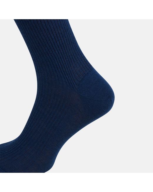 Turnbull & Asser Blue Navy Mid-length Merino Socks for men