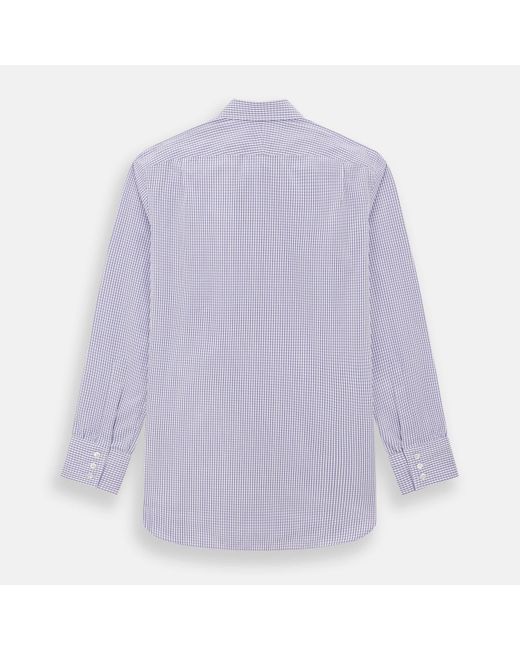 Turnbull & Asser Purple Micro Shadow Check Mayfair Shirt for men