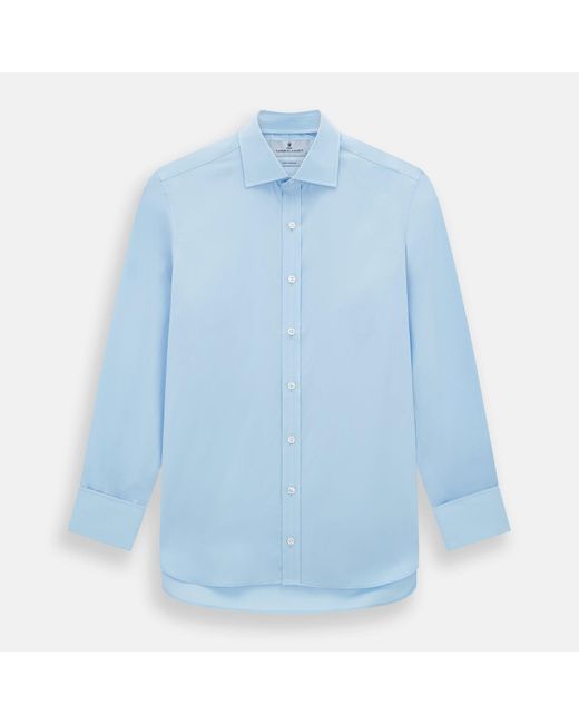 Turnbull & Asser Dr. No Blue Cotton Shirt With Cocktail Cuff As Seen On James Bond for men