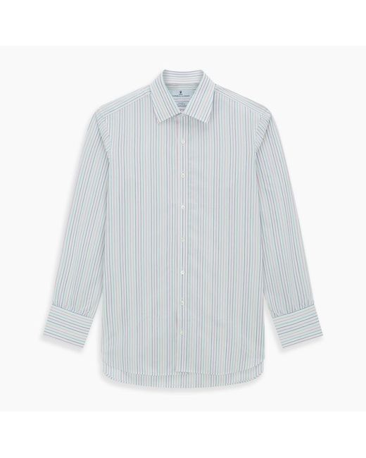 Turnbull & Asser White Multicoloured Double Pinstripe Mayfair Shirt for men