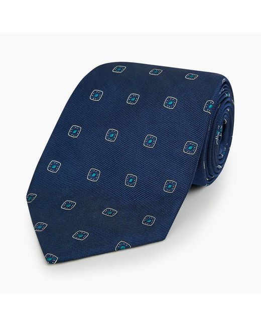 Turnbull & Asser Blue Navy Geometric Silk Tie for men