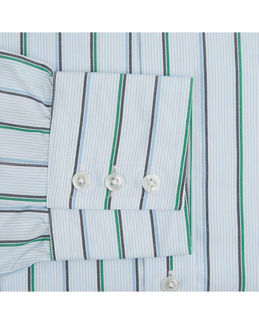 Turnbull & Asser Blue And Green Shadow Stripe Mayfair Shirt for men