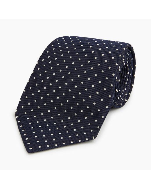 Turnbull & Asser Blue Silver And Navy Micro Dot Silk Tie for men