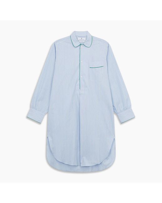 Turnbull & Asser Blue And Green Stripe Poplin Cotton Nightshirt for men