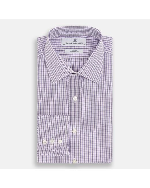 Turnbull & Asser Purple Double Graph Check Mayfair Shirt for men