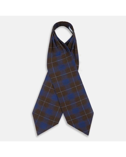 Turnbull & Asser Blue And Brown Tartan Silk Blend Cravat for men