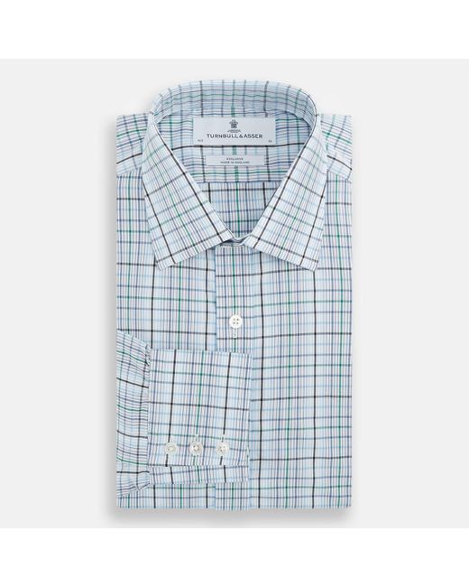Turnbull & Asser Blue And Green Multi Check Mayfair Shirt for men