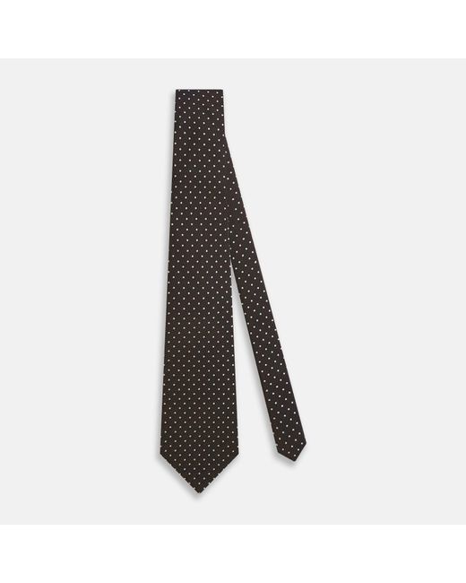 Turnbull & Asser Gray White And Brown Micro Dot Silk Tie for men
