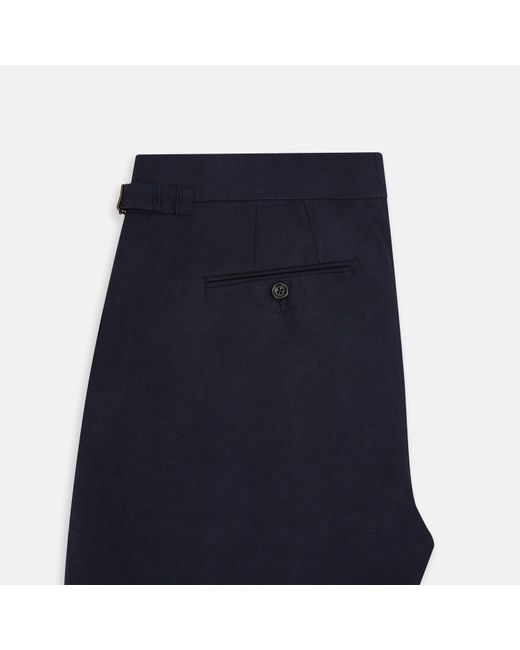 Turnbull & Asser Blue Navy Linen Henry Trousers for men
