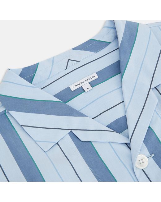 Turnbull & Asser Blue Baiadera Stripe Pyjama Shirt for men