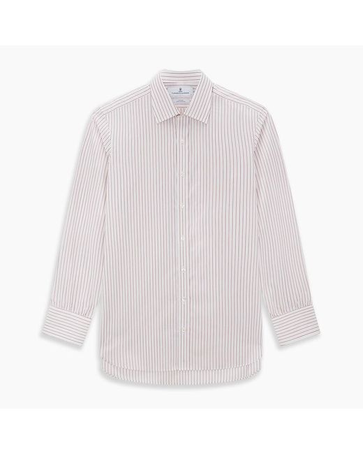 Turnbull & Asser White Red Multi Ticking Stripe Mayfair Shirt for men