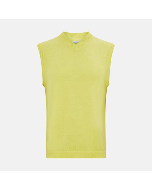 Turnbull & Asser Bright Yellow Fine Merino V-neck Vest for men