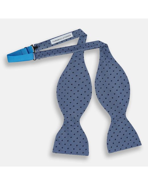 Turnbull & Asser Blue Micro Dot Silk Bow Tie for men