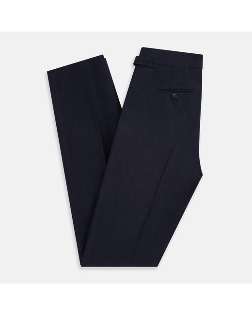 Turnbull & Asser Blue Navy Linen Henry Trousers for men